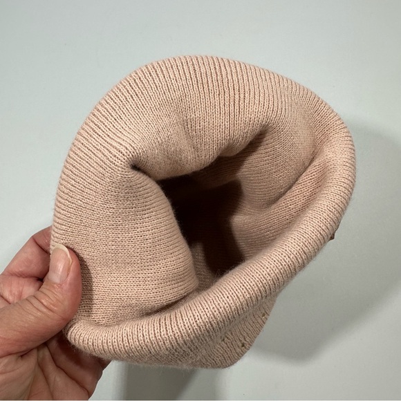 Ariat Blush Pink Knit Beanie with Metallic Gold Rhinestone Crystal Accents - Picture 5 of 7